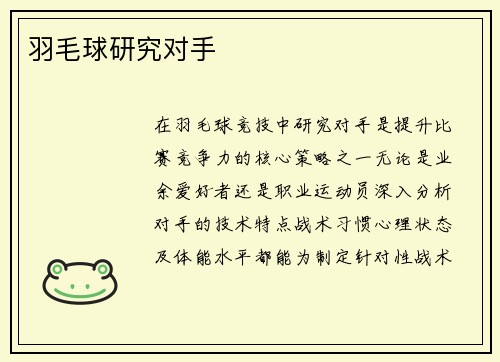 羽毛球研究对手